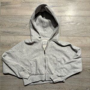 Abercrombie & Fitch Cropped Gray Zip-Up Hoodie – Size Small
